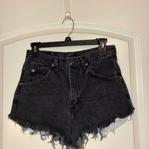 Wrangler Black Jean Shorts with Frayed Hem